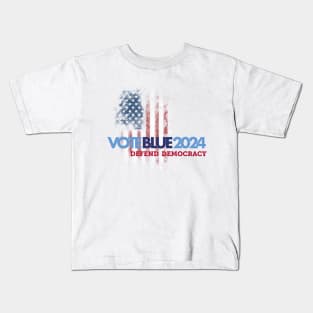 Vote Blue 2024 Defend Democracy Kids T-Shirt